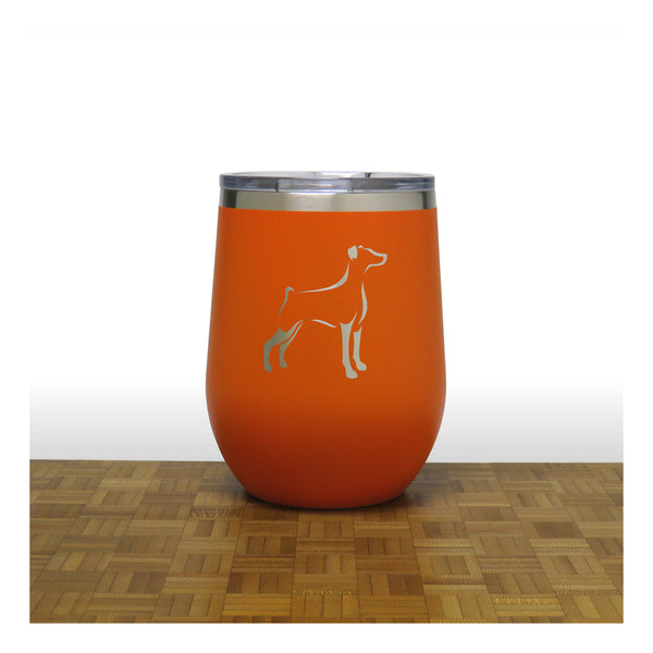 Orange - Doberman PC 12oz STEMLESS WINE - Copyright Hues in Glass