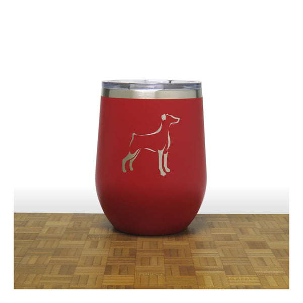 Red - Doberman PC 12oz STEMLESS WINE - Copyright Hues in Glass