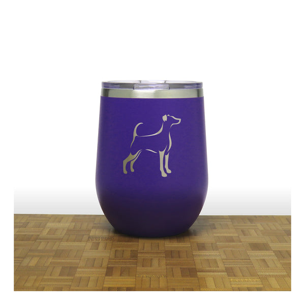 Purple - Doberman Design 2 PC 12oz STEMLESS WINE - Copyright Hues in Glass