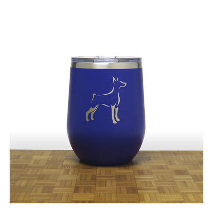 Blue - Doberman Design 3 PC 12oz STEMLESS WINE - Copyright Hues in Glass