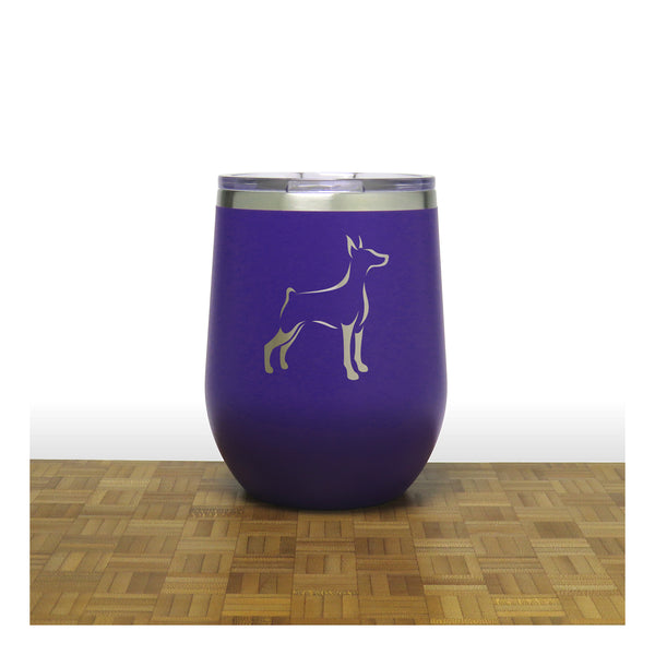 Purple - Doberman Design 3 PC 12oz STEMLESS WINE - Copyright Hues in Glass