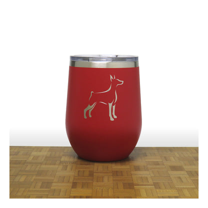 Red - Doberman Design 3 PC 12oz STEMLESS WINE - Copyright Hues in Glass