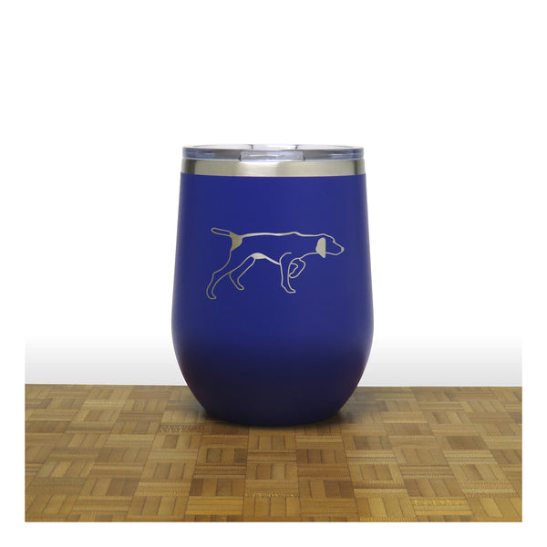 Blue - German Pointer PC 12oz STEMLESS WINE - Copyright Hues in Glass