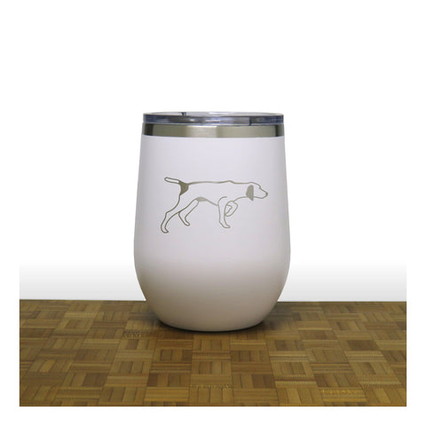 White - German Pointer PC 12oz STEMLESS WINE - Copyright Hues in Glass