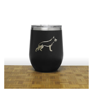 German  Shepherd Dog Insulated 12 oz Insulated Stemless Wine Tumbler Stainless Steel