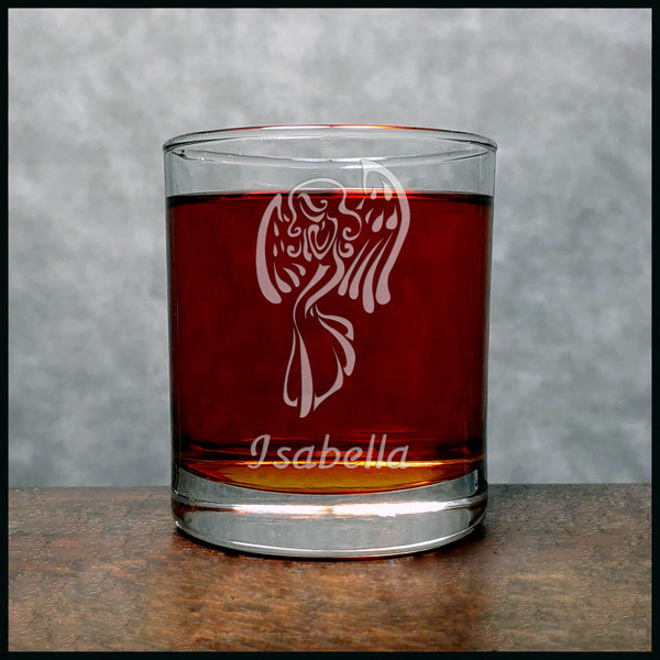 Personalized Angel Whisky Glass - Design 3 - Copyright Hues in Glass