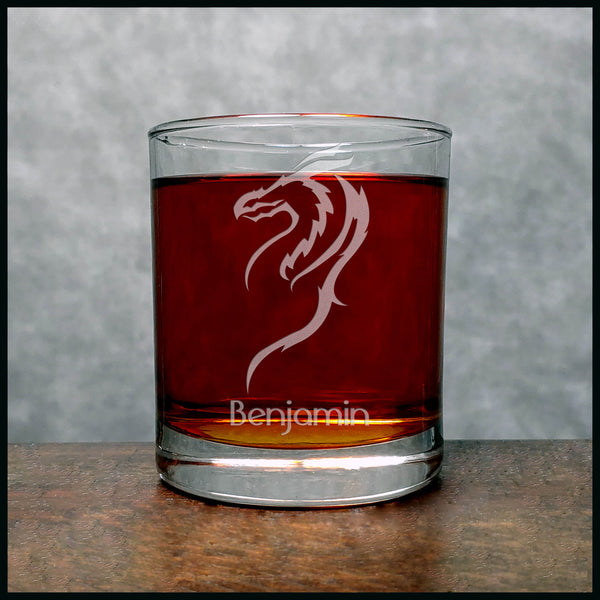 Personalized Dragon Whisky Glass - Copyright Hues in Glass