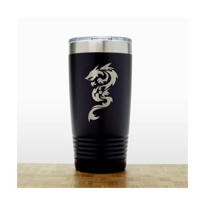 Black - Dragon 20 oz Insulated Tumbler - Design 2 -Copyright Hues in Glass
