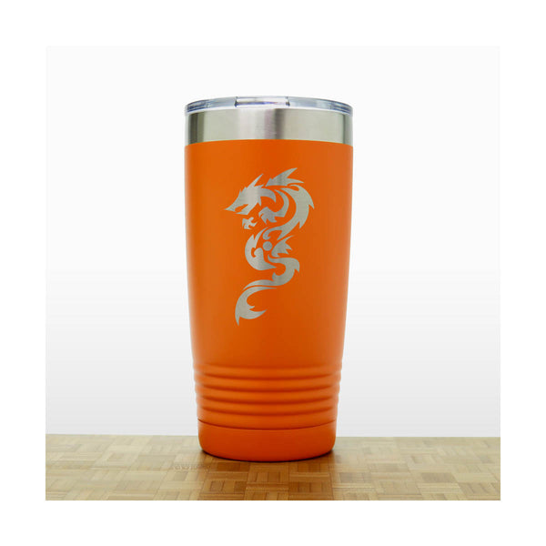 Orange - Dragon 20 oz Insulated Tumbler - Design 2 -Copyright Hues in Glass