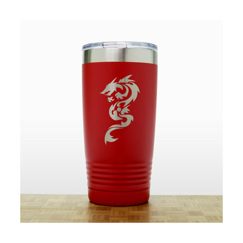 Red - Dragon 20 oz Insulated Tumbler - Design 2 -Copyright Hues in Glass