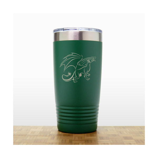 Green - Dragon 20 oz Insulated Tumbler - Design 3 - Copyright Hues in Glass