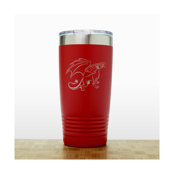 Red - Dragon 20 oz Insulated Tumbler - Design 3 - Copyright Hues in Glass