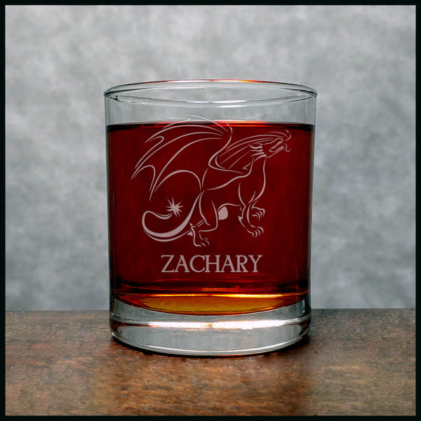Personalized Dragon Personalized Whisky Glass - Design 3 - Copyright Hues in Glass