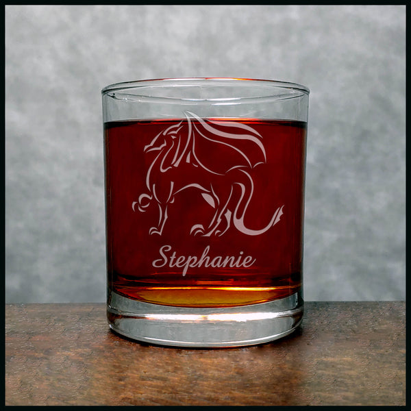 Personalized Dragon Personalized Whisky Glass - Design 4 - Copyright Hues in Glass