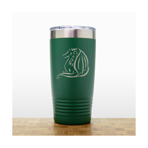 Green - Dragon 20 oz Insulated Tumbler - Design 6 - Copyright Hues in Glass