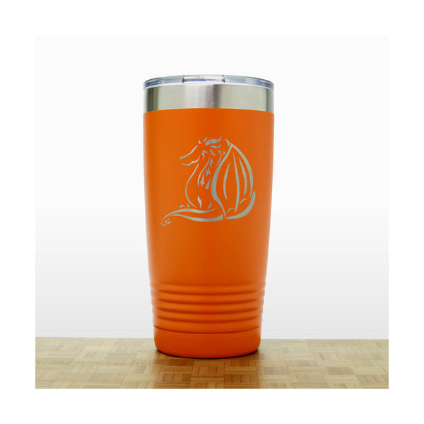 Orange - Dragon 20 oz Insulated Tumbler - Design 6 - Copyright Hues in Glass