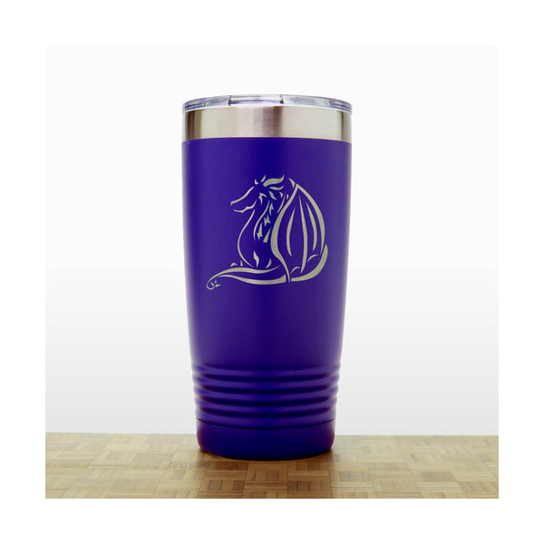 Purple - Dragon 20 oz Insulated Tumbler - Design 6 - Copyright Hues in Glass