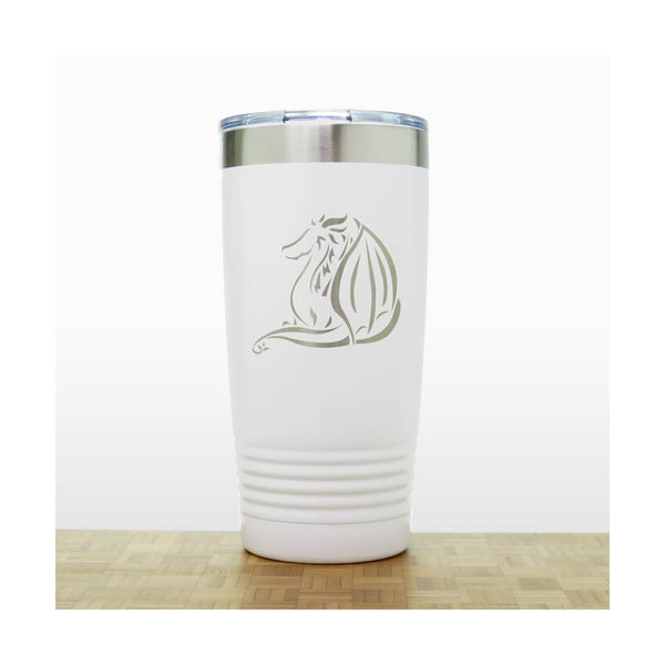 White - Dragon 20 oz Insulated Tumbler - Design 6 - Copyright Hues in Glass