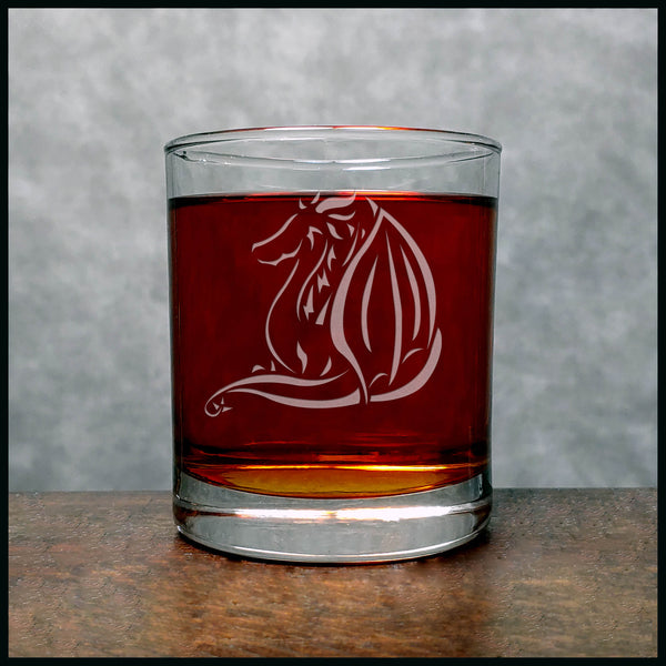 Dragon Personalized Whisky Glass - Design 6 - Copyright Hues in Glass