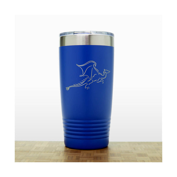 Blue - Dragon 20 oz Insulated Tumbler - Design 7 - Copyright Hues in Glass