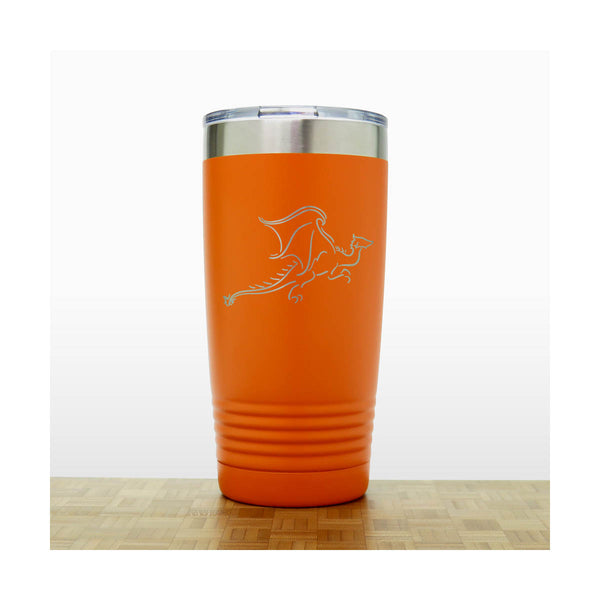 Orange - Dragon 20 oz Insulated Tumbler - Design 7 - Copyright Hues in Glass