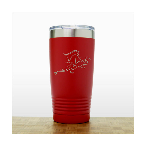 Red - Dragon 20 oz Insulated Tumbler - Design 7 - Copyright Hues in Glass