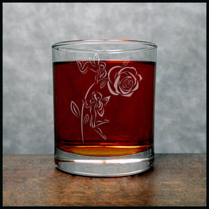 Fairies and Rose Personalized Whisky Glass - Copyright Hues in Glass