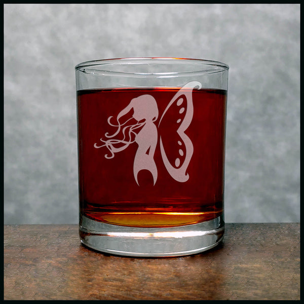 Fairy Whisky Glass - Design 2 - Copyright Hues in Glass