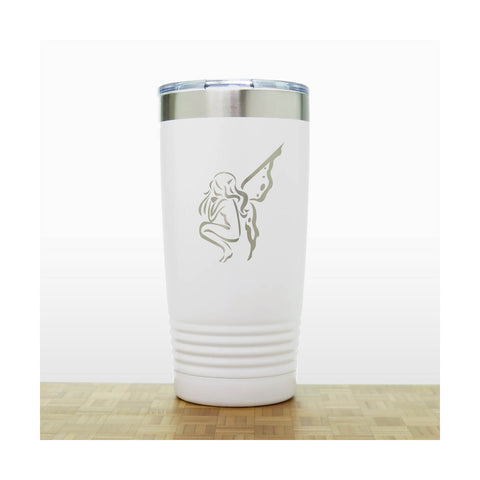 White - Fairy 20 oz Insulated Tumbler - Design 4 - Copyright Hues in Glass