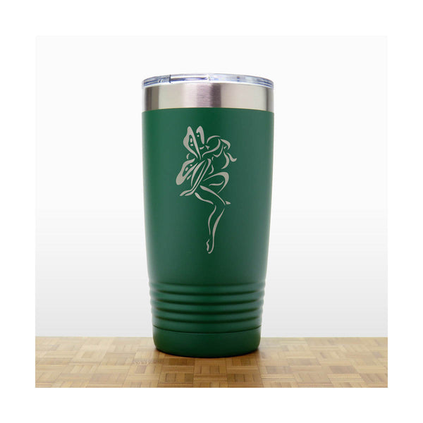 Green - Fairy 20 oz Insulated Tumbler - Design 5 - Copyright Hues in Glass