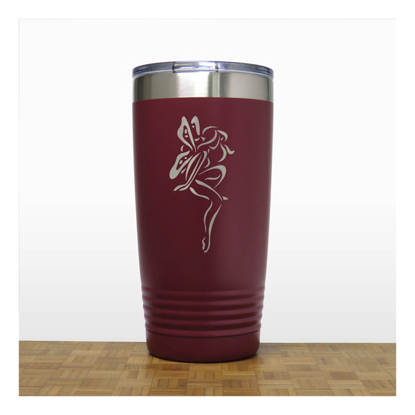 Maroon - Fairy 20 oz Insulated Tumbler - Design 5 - Copyright Hues in Glass