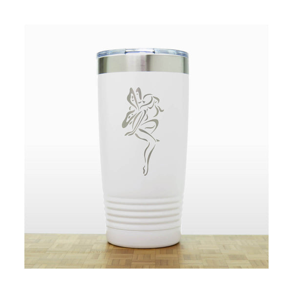 White - Fairy 20 oz Insulated Tumbler - Design 5 - Copyright Hues in Glass