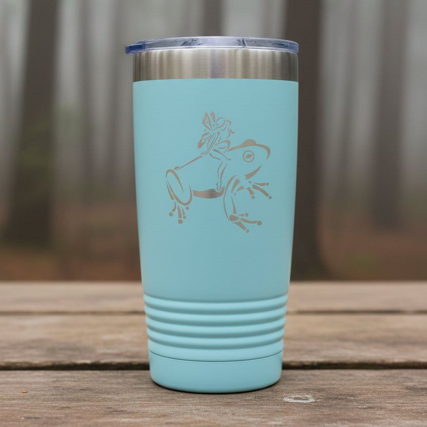 Teal - Fairy on a Frog 20 oz Insulated Tumbler - Copyright Hues in Glass