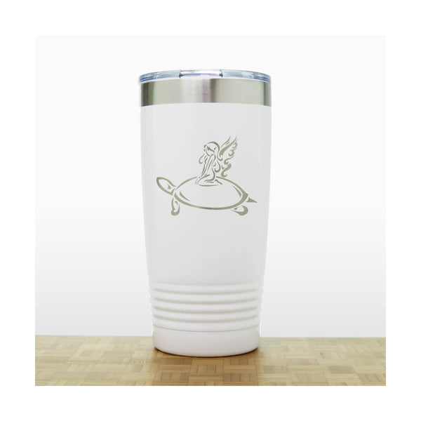 White - Fairy on a Toadstool 20 oz Insulated Tumbler - Copyright Hues in Glass