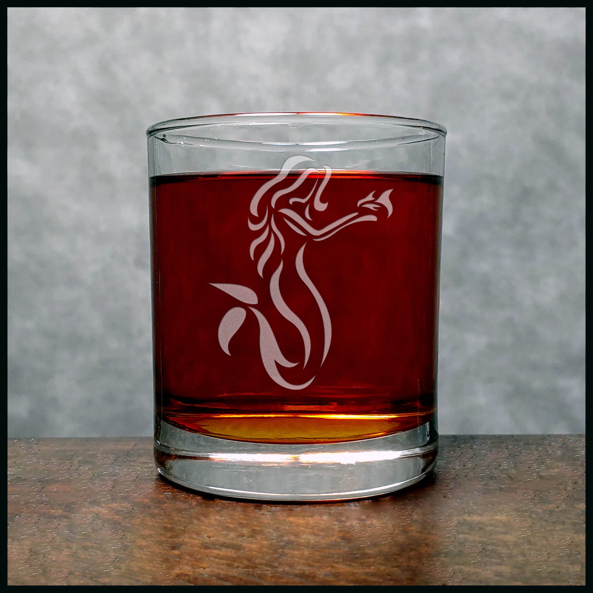 Mermaid Whisky Glass - Design 3 - Copyright Hues in Glass