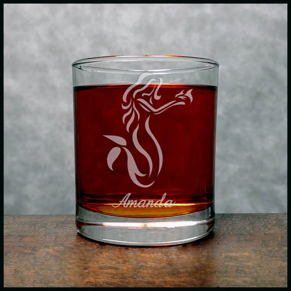 Personalized Mermaid Whisky Glass - Design 3 - Copyright Hues in Glass