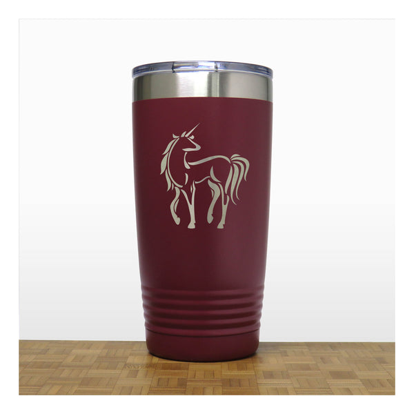 Maroon - Unicorn 20 oz Insulated Tumbler - Copyright Hues in Glass