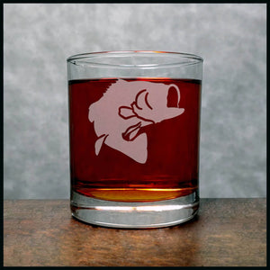 Bass Fish Whisky Glass - Copyright Hues in Glass