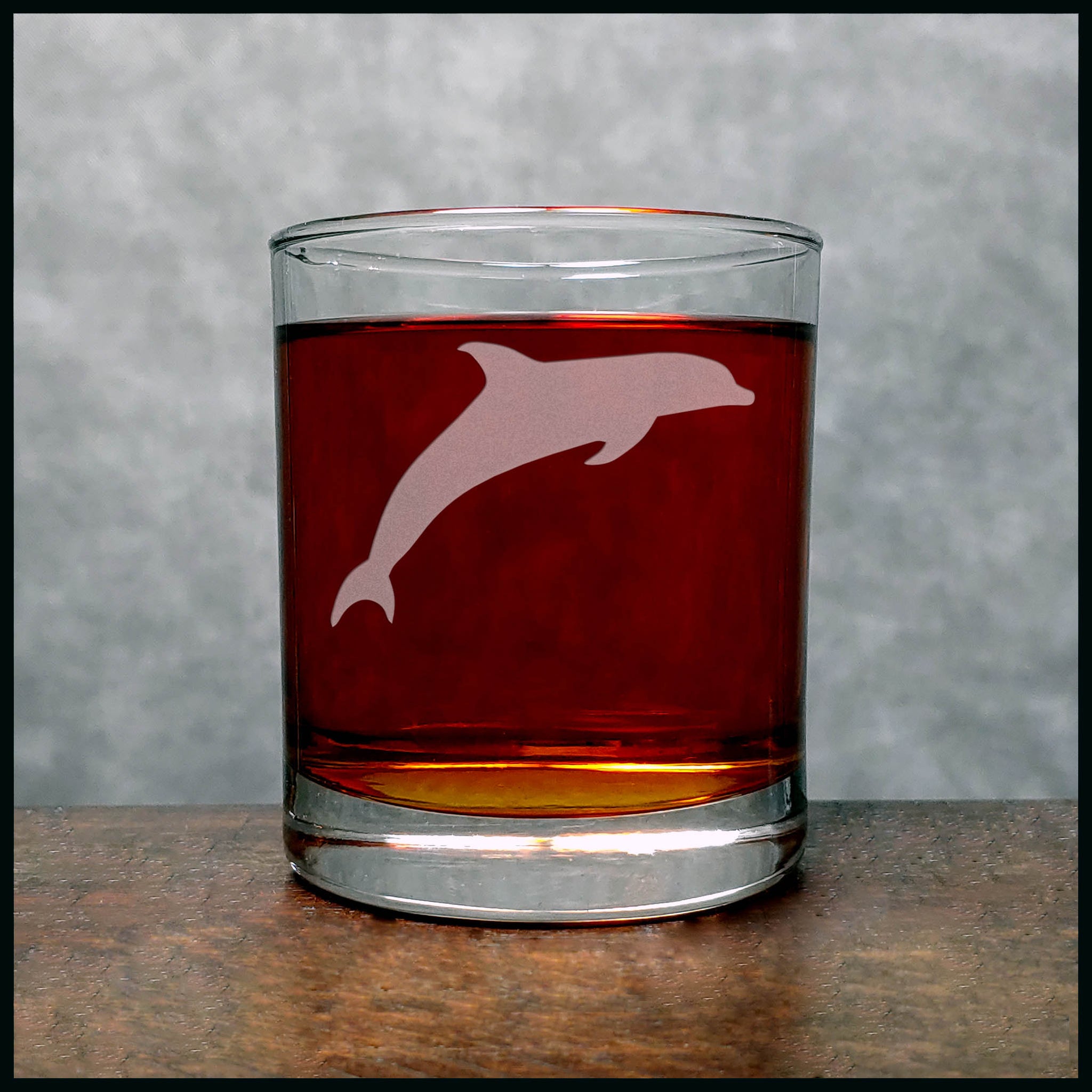 Dolphin Whisky Glass - Design 3 - Copyright Hues in Glass