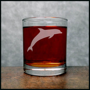 Dolphin Whisky Glass - Design 3 - Copyright Hues in Glass