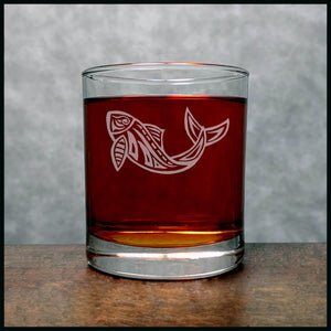 Abstract Fish Whisky Glass - Copyright Hues in Glass