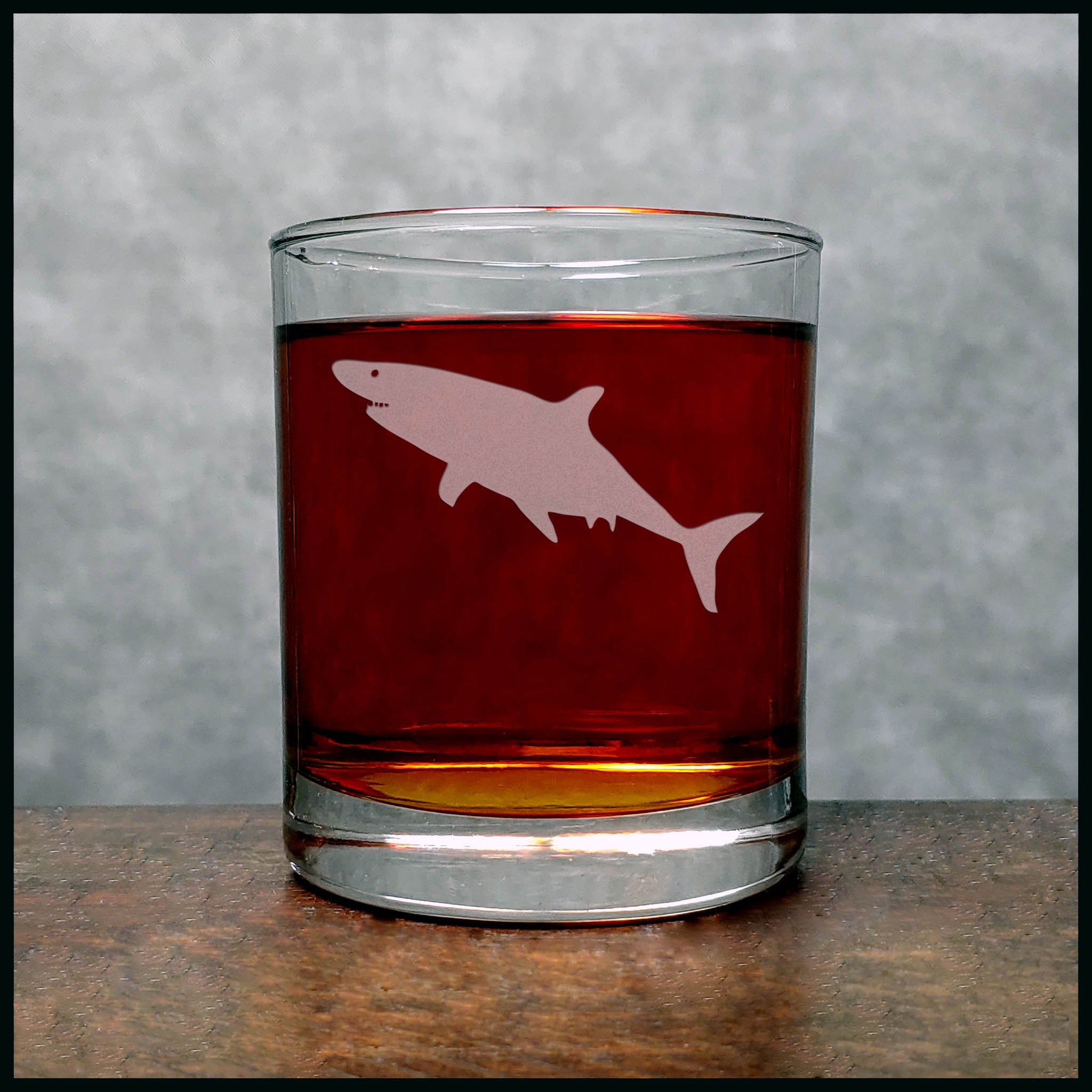 Great White Shark Whisky Glass - Copyright Hues in Glass