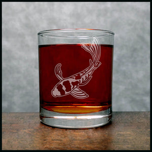 Koi Whisky Glass - Design 3 - Copyright Hues in Glass