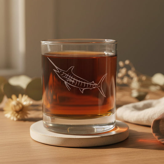 Marlin Whisky Glass - Copyright Hues in Glass