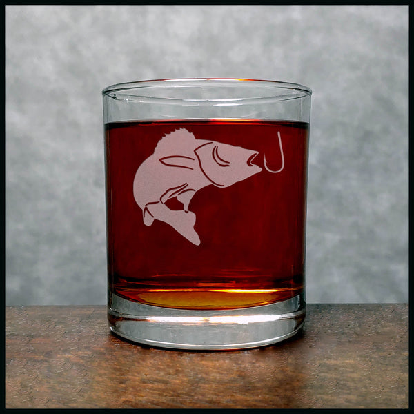 Pickerel Whisky Glass - Design 2 - Copyright Hues in Glass