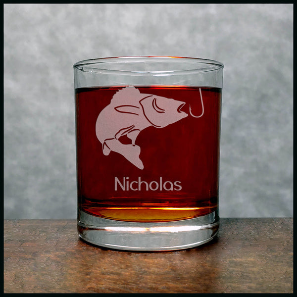 Pickerel Whisky Personalized Glass - Design 2 - Copyright Hues in Glass