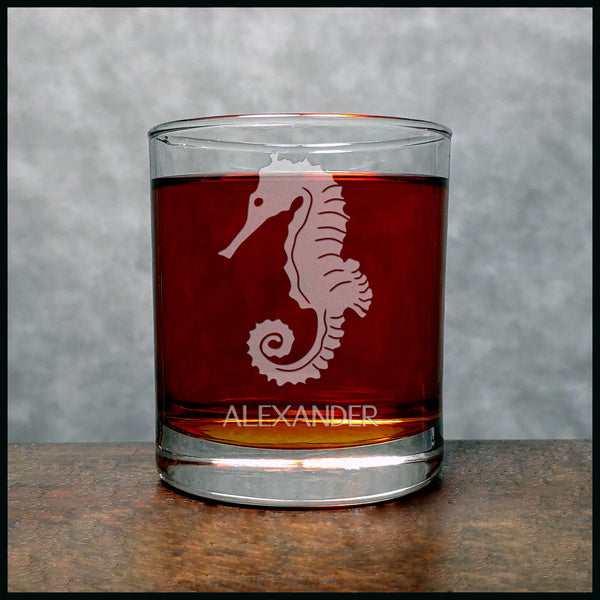 Seahorse Personalized Whisky Glass - Copyright Hues in Glass