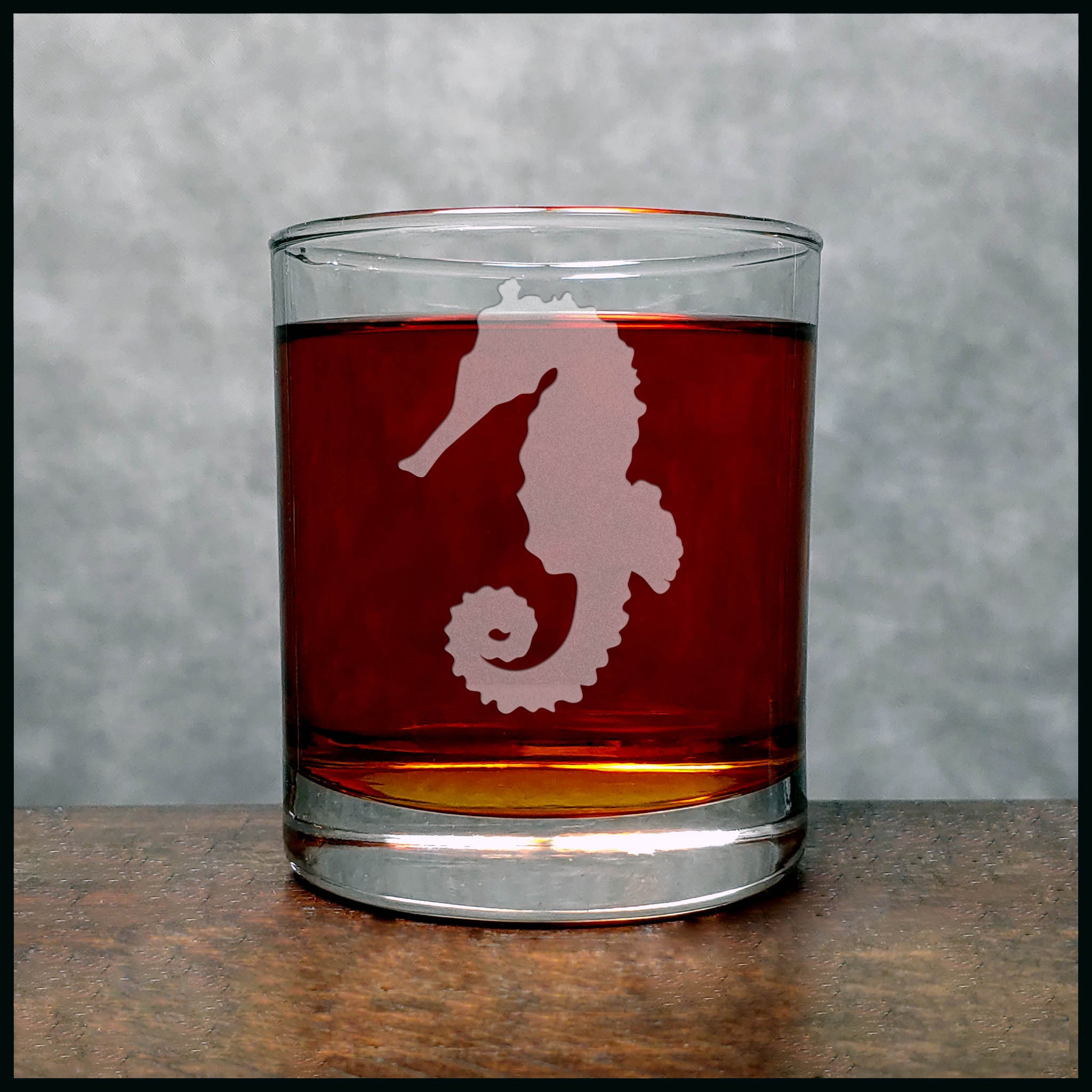 Seahorse Silhouette Whisky Glass - Copyright Hues in Glass