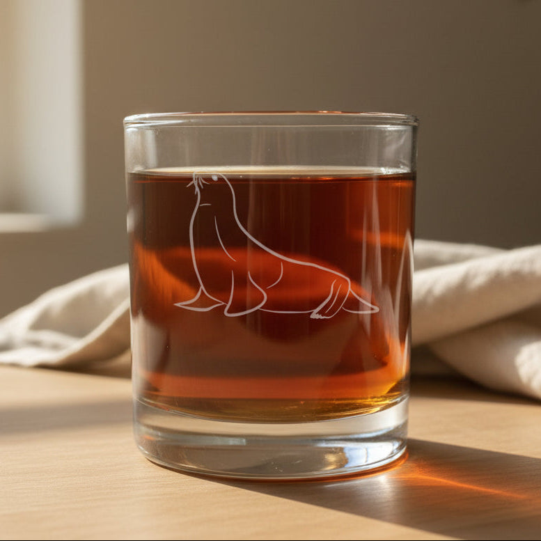 Seal Whisky Glass - Copyright Hues in Glass