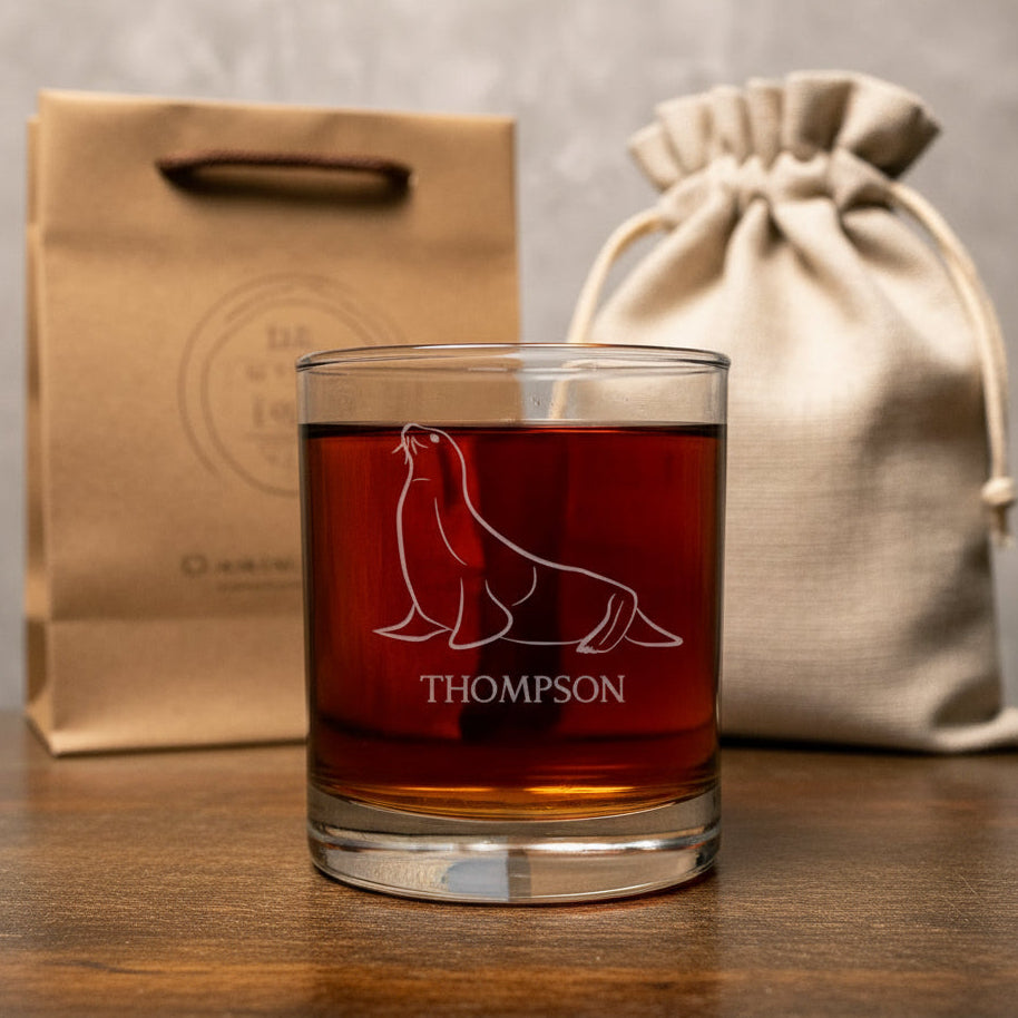 Seal Personalized  Whisky Glass - Copyright Hues in Glass